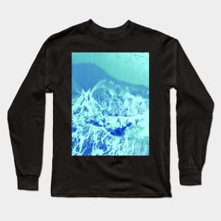 Photo of ocean waves on the beach in light blue gradient Long Sleeve T-Shirt